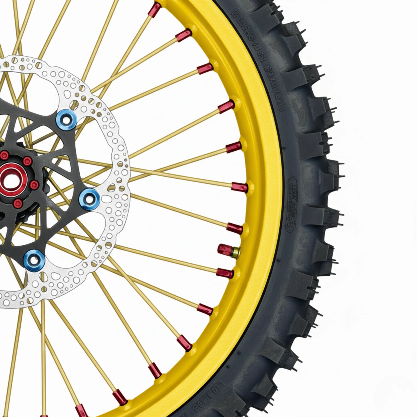 Warp 9 E Ride Pro Front & Rear Wheel 17 x 2.50 Red Hub and Nipples, Yellow Rim & Spokes Custom Complete w/ Tires and Titanium Bolts Warp 9 Racing