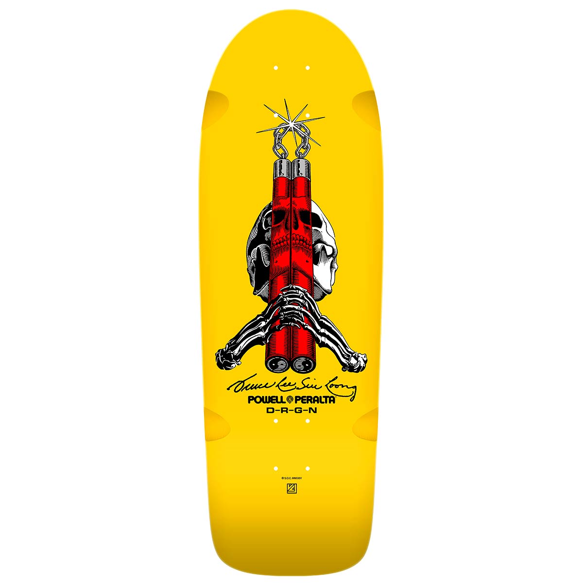 Powell Peralta Bruce Lee Skull and Nunchucks Yellow Deck
