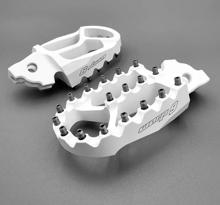 Warp 9 7075 Aluminum Foot Pegs for Surron - White Warp 9 Racing