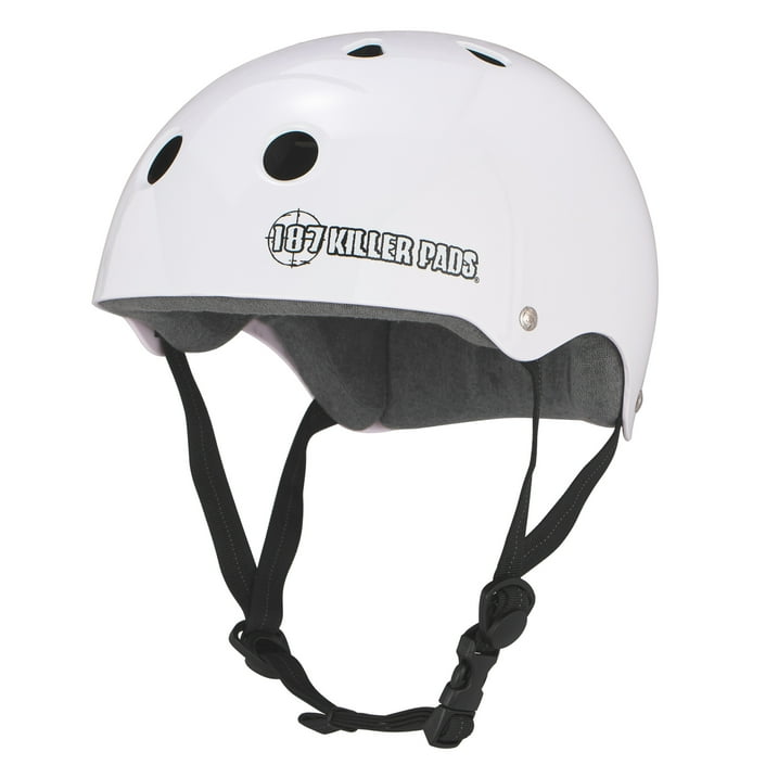 187 Killer Pads PRO SKATE HELMET with Sweatsaver Liner- Glossy White- S