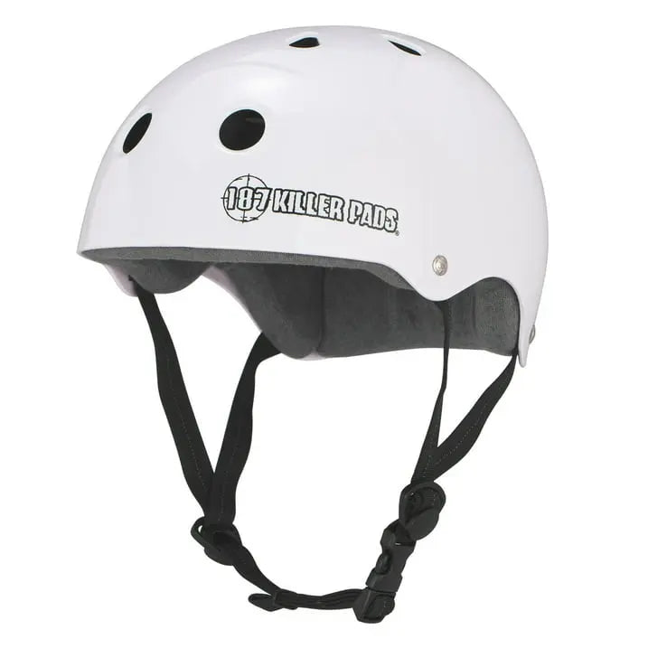187 Killer Pads PRO SKATE HELMET with Sweatsaver Liner- Glossy White- S 187 Killer Pads