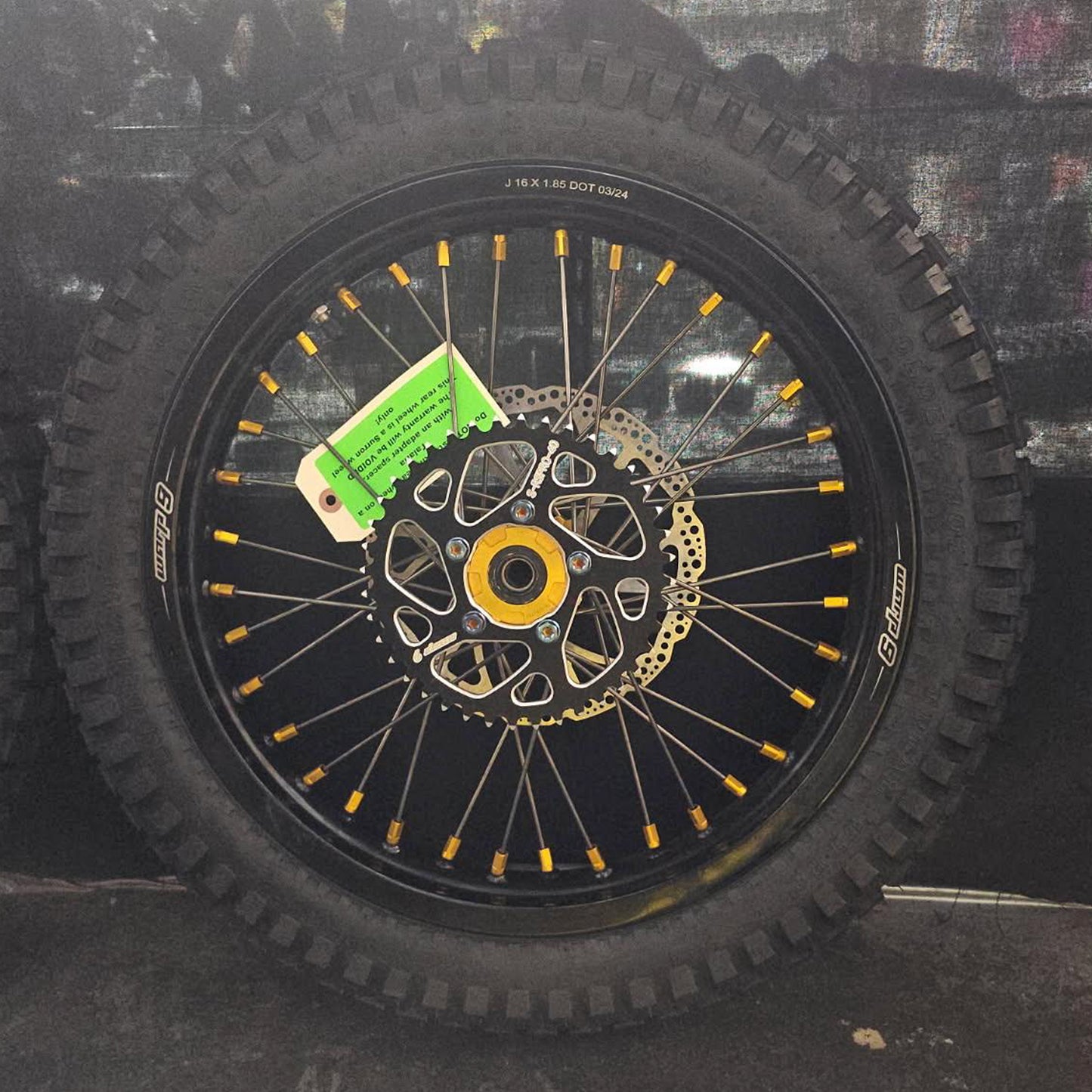 Warp 9 E RIDE Pro-SS Front & Rear Wheel 16" Black Rim, Gold nipples & hubs Complete w/ Titanium and Tire