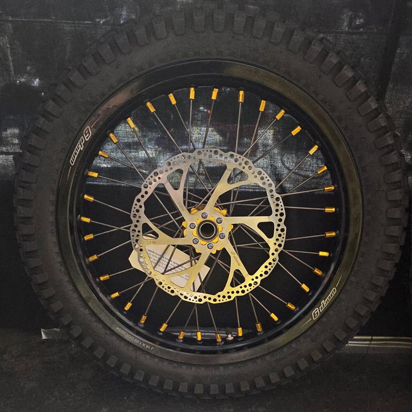 Warp 9 E RIDE Pro-SS Front & Rear Wheel 16" Black Rim, Gold nipples & hubs Complete w/ Titanium and Tire