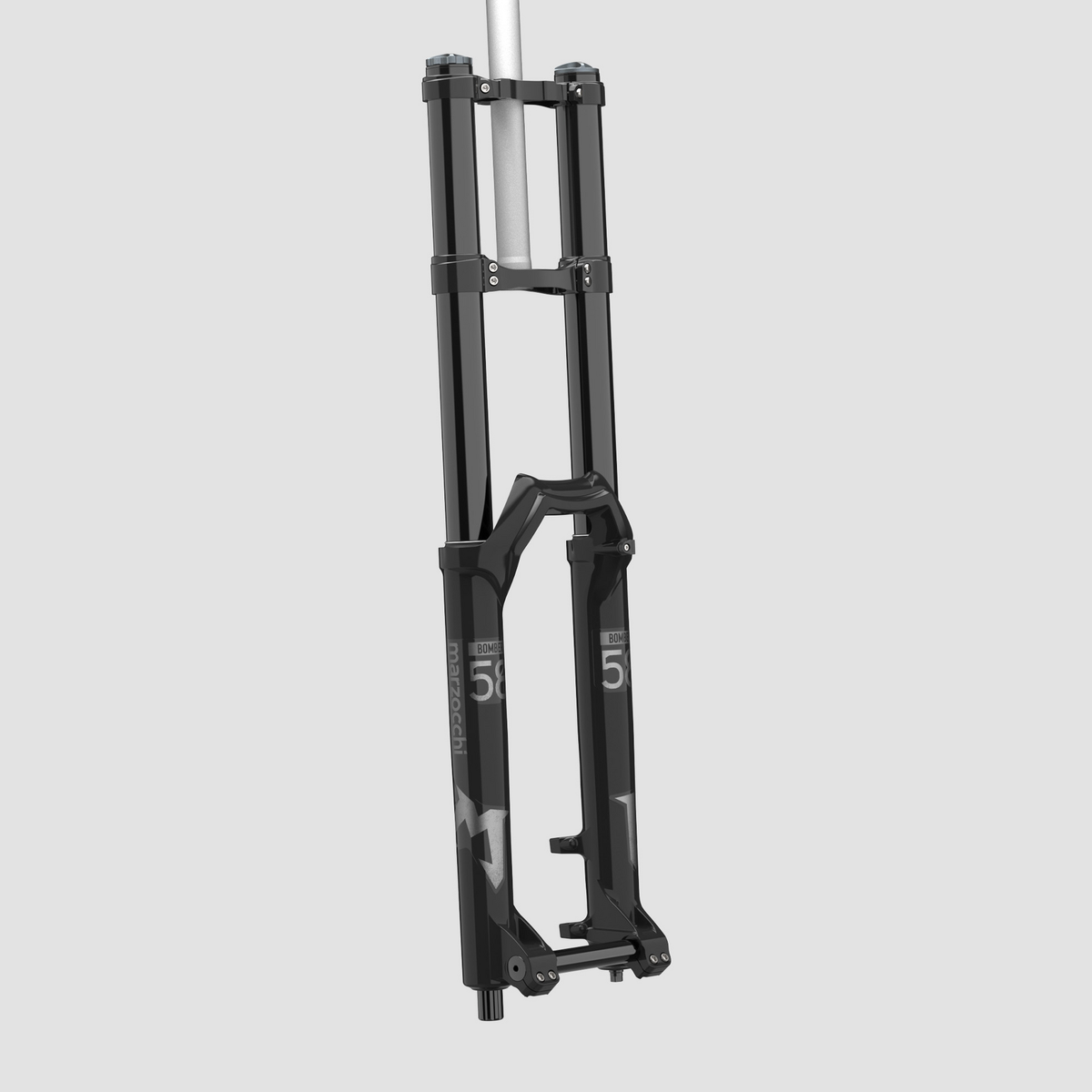 Marzocchi Bomber 58 Suspension Fork: 27.5", 203mm Travel 20 x 110mm, SHINEY BLACK