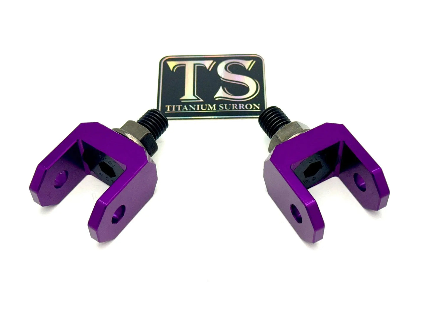 Titanium Surron Footpeg Bracket Connectors in Solid Color for Emoto Purple BIKEFACTORY Hawaii