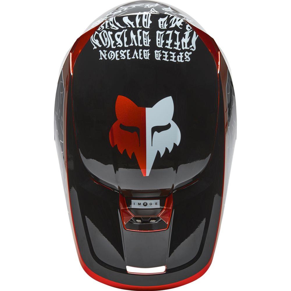 Fox Racing Youth V1 Peril Full-Face Helmet - Flo Red, Medium
