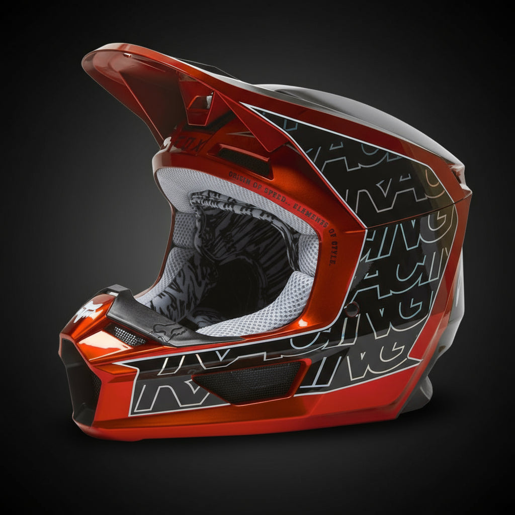 Fox Racing Youth V1 Peril Full-Face Helmet - Flo Red, Medium