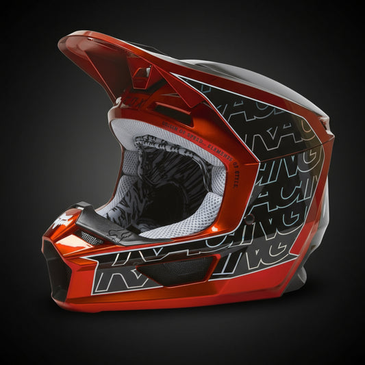 Fox Racing Youth V1 Peril Full-Face Helmet - Flo Red, Medium