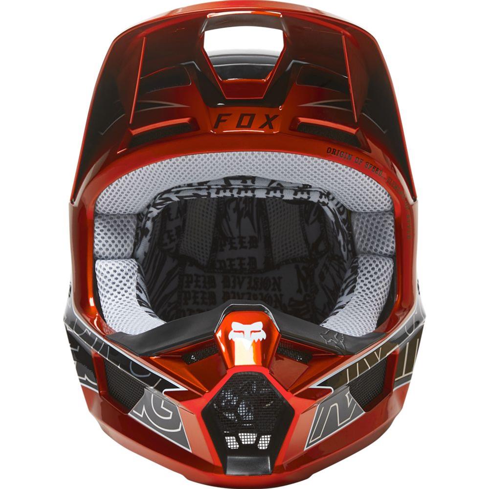 Fox Racing Youth V1 Peril Full-Face Helmet - Flo Red, Medium