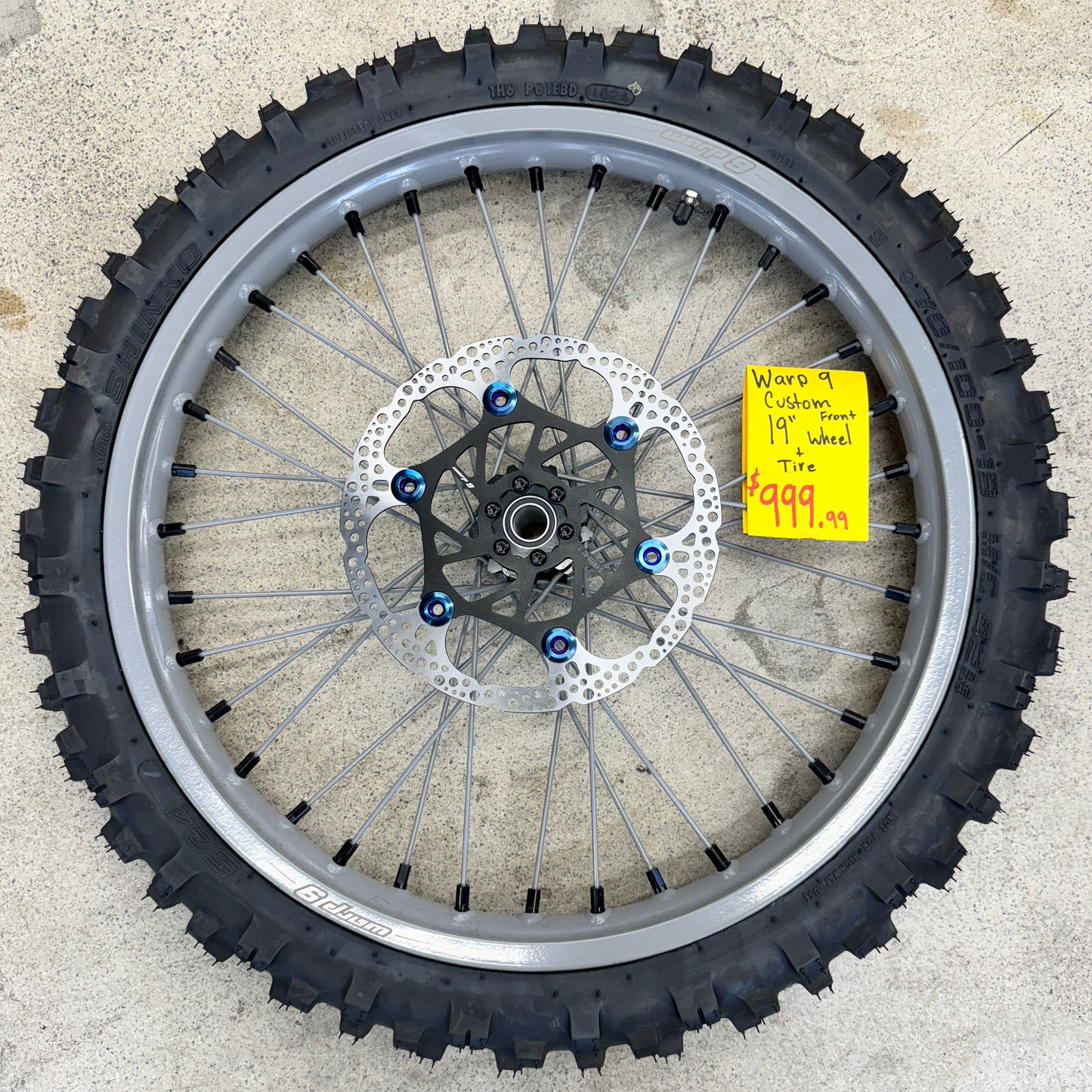 Warp 9 E Ride Pro Front & Rear Wheels Black Hub, Grey Rim and Spokes, Black Nipples W/ Titanium and Tire Complete