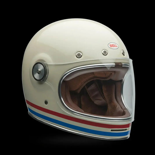 Bell Bullitt Full Face Helmet Stripes Gloss Pearl White/Oxblood/Blue Medium Bell