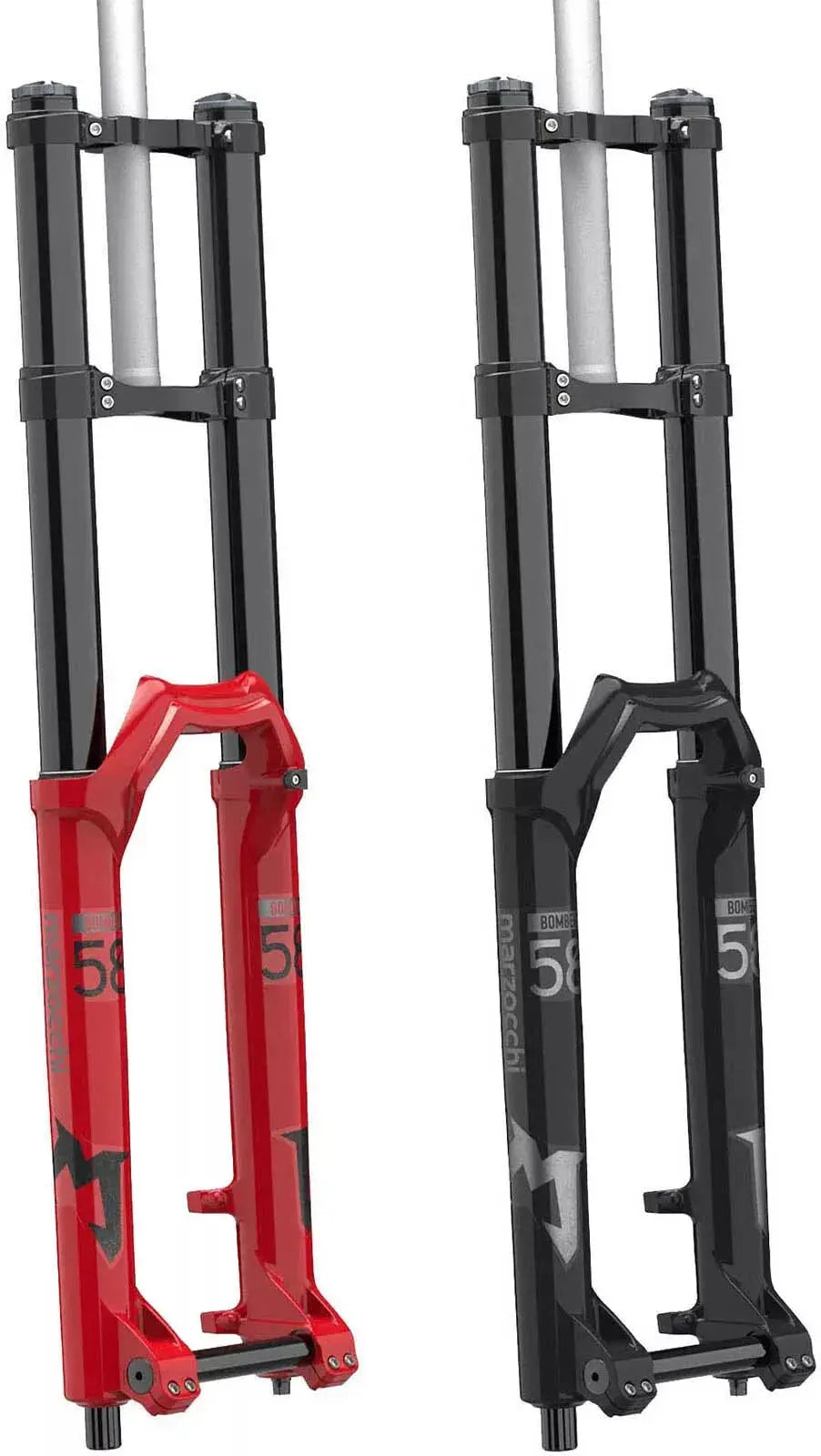 Marzocchi Bomber 58 Suspension Fork: 27.5", 203mm Travel 20 x 110mm, SHINEY BLACK Marzocchi