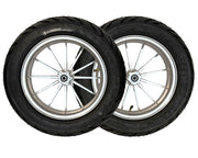 Burromax Wheel Assembly, 12" Front And Rear, Supermoto 100/90-12 Tire, 12x2.5 Radial 12 Spoke Wheel, Silver, Set of 2 (Part #10087) Fits XRA, HRH, HRS with Extended Swing Arms Burromax