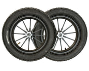 Burromax Wheel Assembly, 12" Front And Rear, Supermoto 100/90-12 Tire, 12x2.5 Radial 12 Spoke Wheel, Black, Set of 2 (Part #10089) Fits XRA, HRH, HRS with Extended Swing Arms Burromax