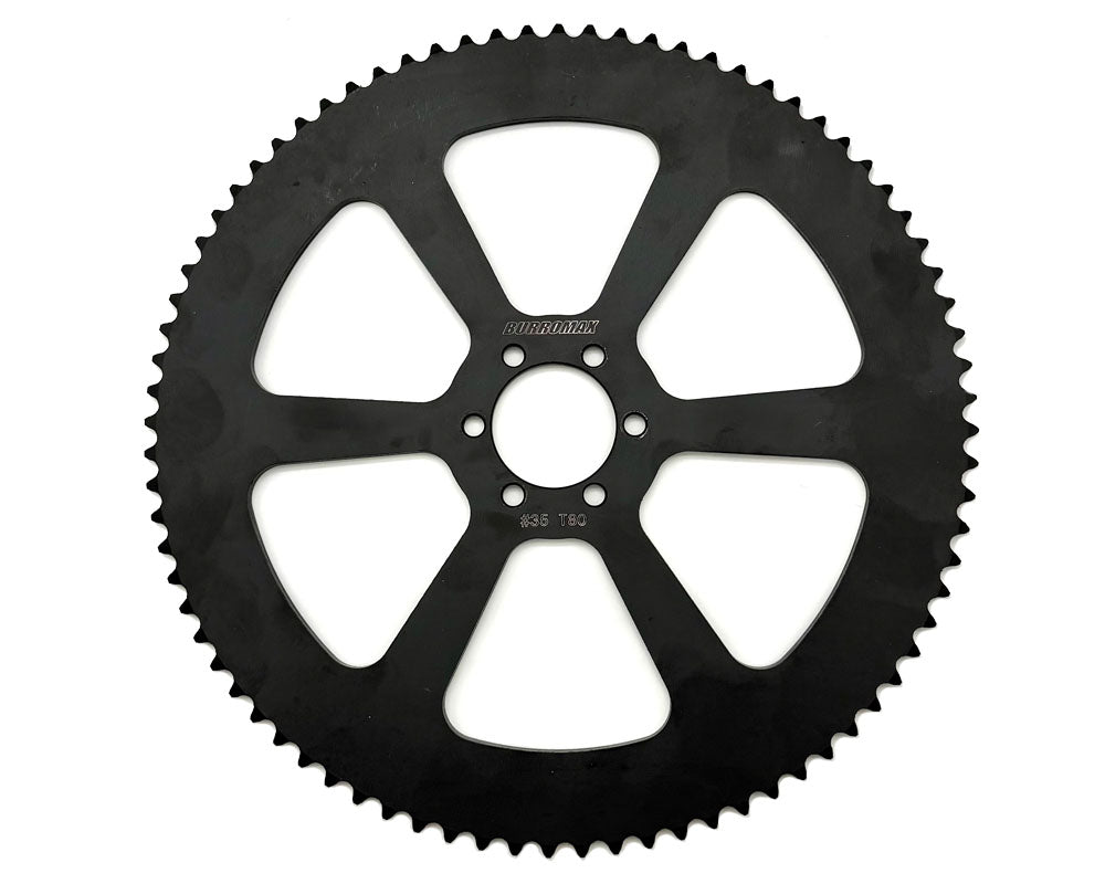 Burromax Sprocket, 80T Tooth Performance Steel #35 Chain, 48mm BC- 37.1mm ID, Black Burromax