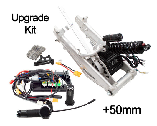 Burromax Extended SHORT Swingarm  TT1600R Performance Upgrade, 2.5Kw Motor, 50mm Over Stock Extended Swing Arm, 230mm Shock and 60A Controller (#16056)