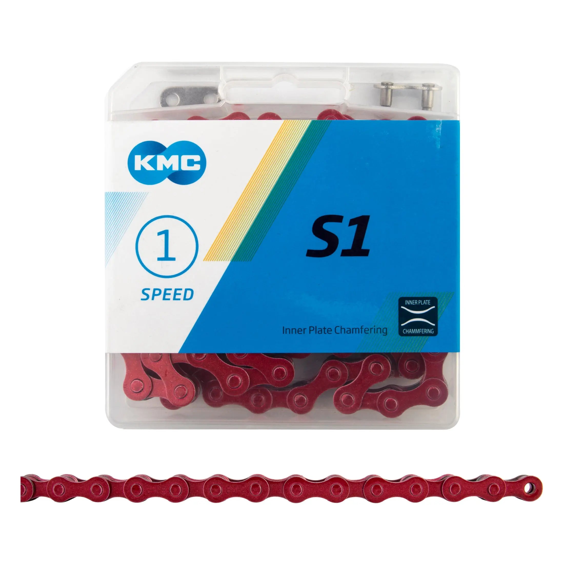 KMC S1 1-Speed Chain 1/2" X 1/8" Red KMC Chain