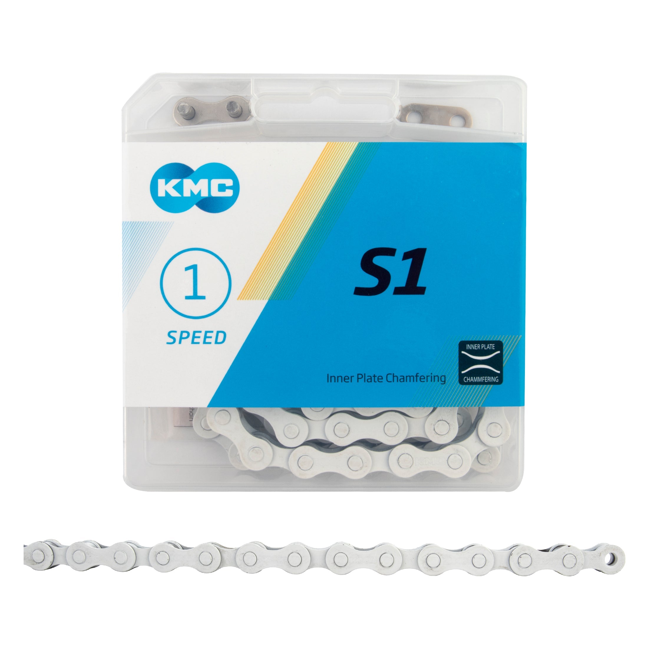KMC S1 1-Speed Chain 1/2" X 1/8" White BIKEFACTORY HAWAII