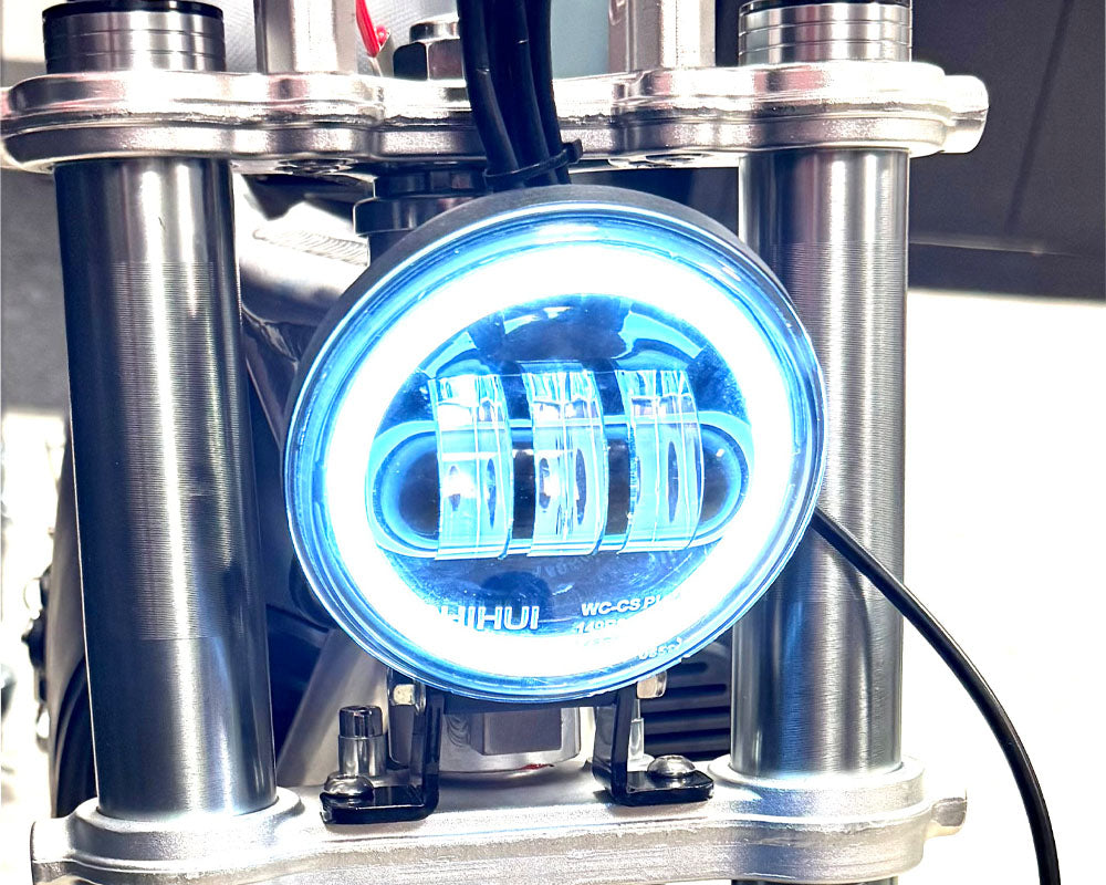 Burromax Headlight, Round, Aluminum Casing with Halo and Bracket (Part #19075) Fits TT1600R, HRH, HRS, XRA, XRB Burromax