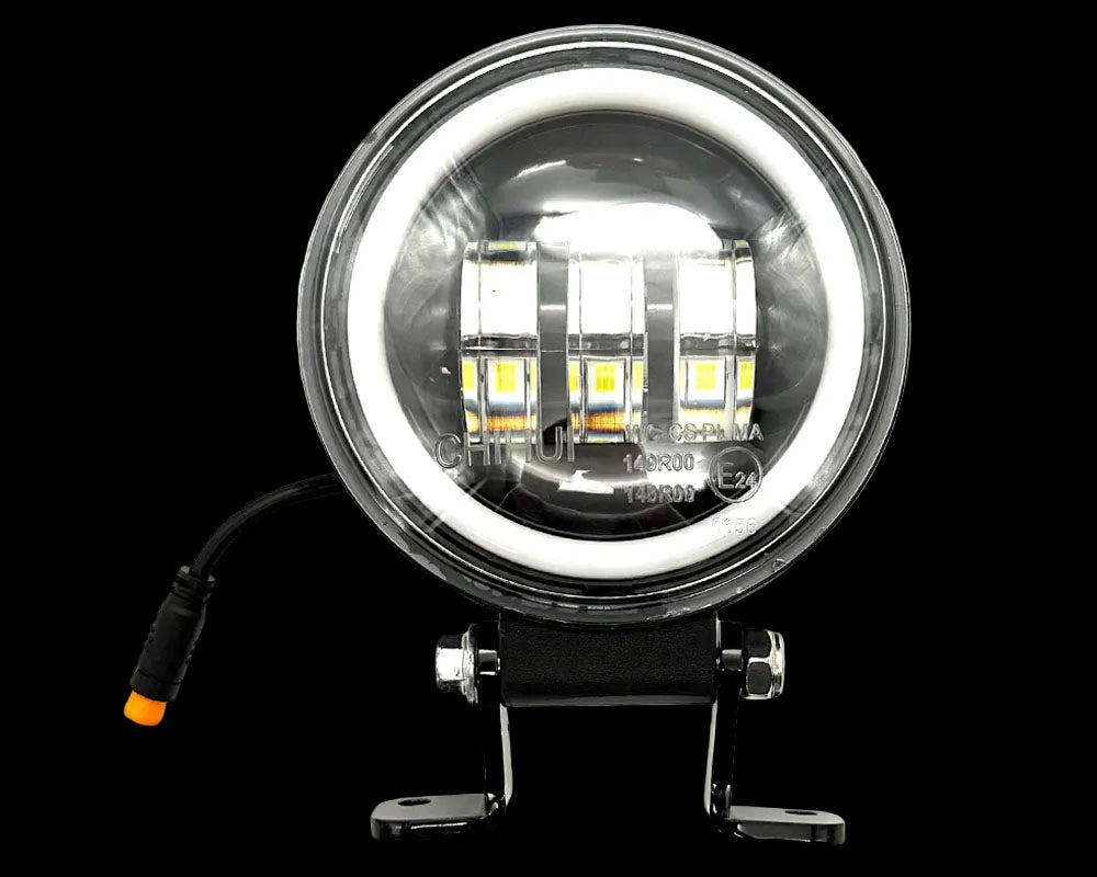 Burromax Headlight, Round, Aluminum Casing with Halo and Bracket (Part #19075) Fits TT1600R, HRH, HRS, XRA, XRB Burromax
