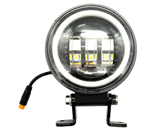 Burromax Headlight, Round, Aluminum Casing with Halo and Bracket (Part #19075) Fits TT1600R, HRH, HRS, XRA, XRB