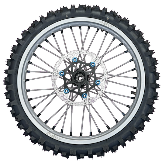 Warp 9 E Ride Pro Front & Rear Wheels Black Hub, Grey Rim and Spokes, Black Nipples W/ Titanium and Tire Complete