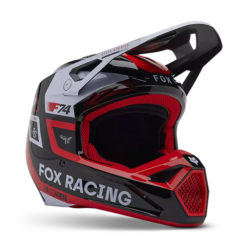 Fox Racing Fluorescent Red V1 Race Spec Full Face Helmet 2X