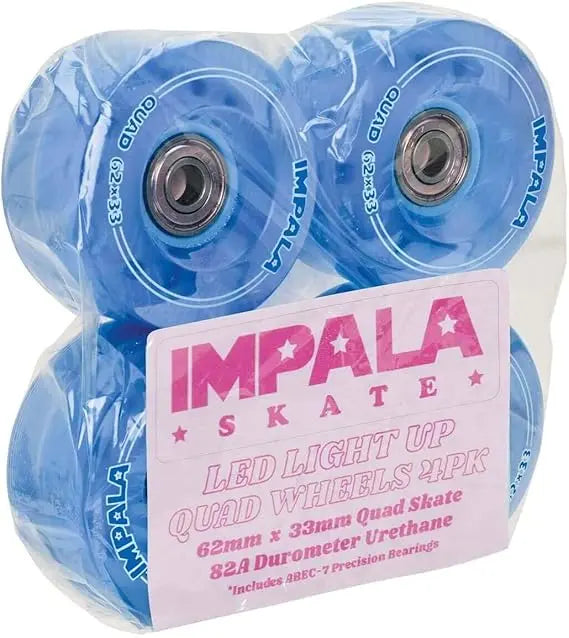 Impala Light Up Wheel 62mm 4pk Blue Impala Rollerskates