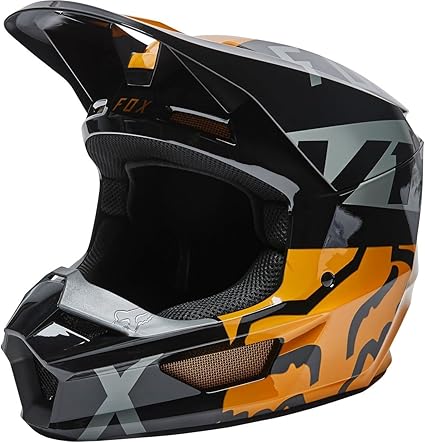 Fox Racing Youth V1 Skew Full-Face Helmet - Black/Gold, Large