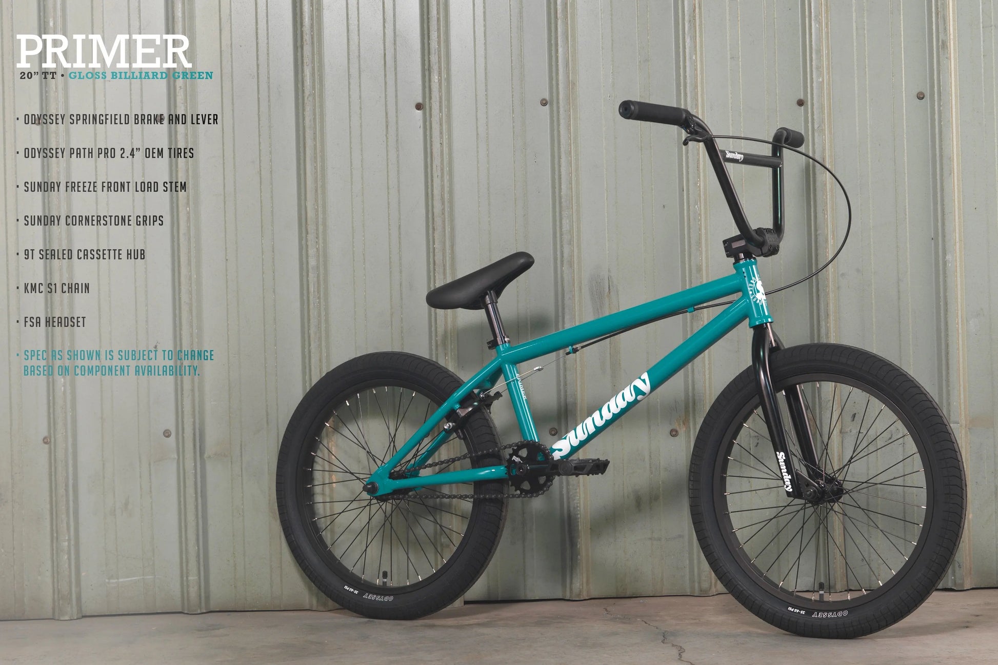 Sunday Bikes Primer 20" TT Complete Gloss Billiard Green (188) Sunday Bikes