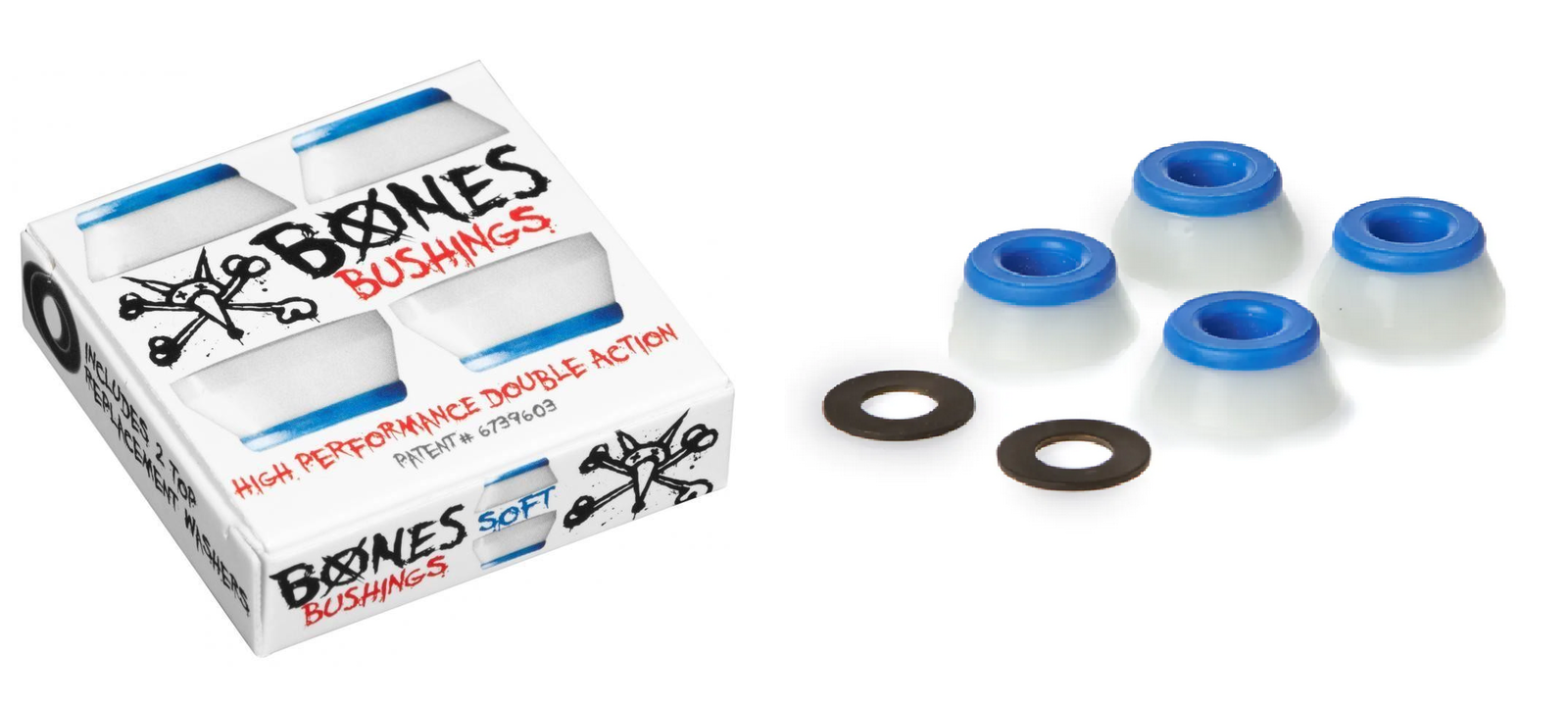 Bones Soft Bushings  - Blue/White Bones