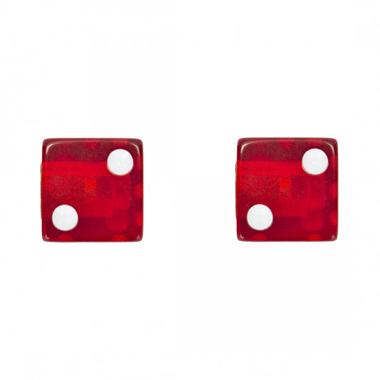 Trik Topz Dice Clear Red Valve Caps (1pr)