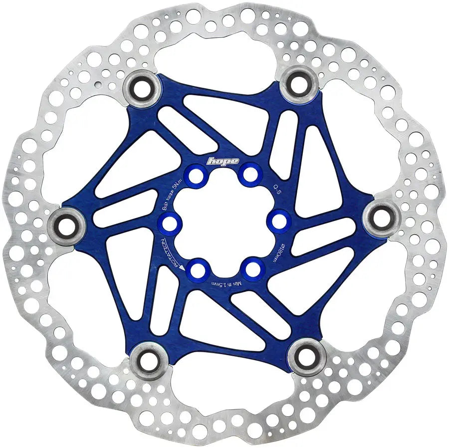 Hope Floating Disc Brake Rotor - 180mm, 6-Bolt, Blue Hope