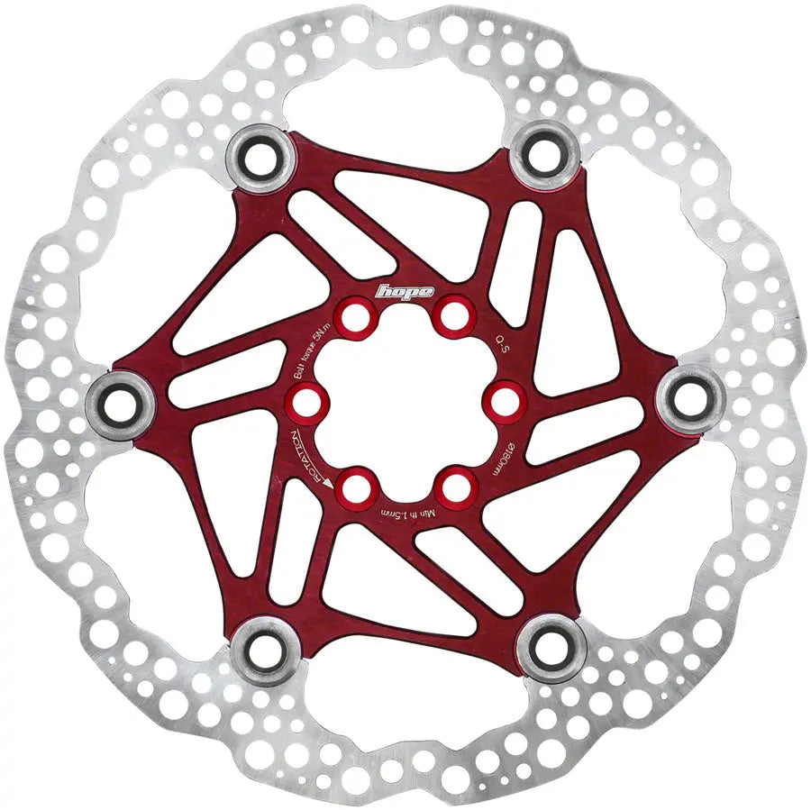 Hope Floating Disc Brake Rotor - 180mm, 6-Bolt, Red Hope