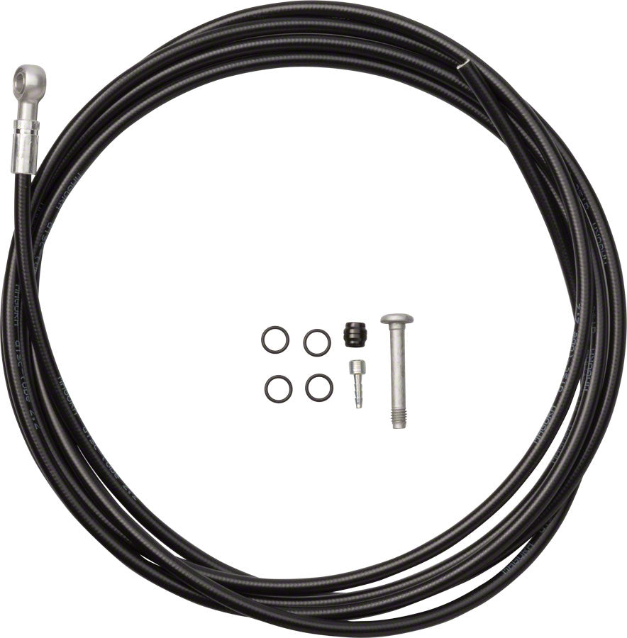 Magura Hydraulic Brake Hose - 2500mm, For MT4 to MT TRAIL SL, Pressed Banjo Fitting, Black Magura
