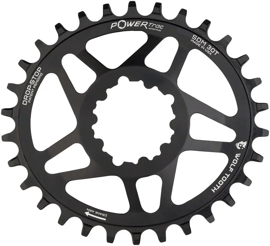 Wolf Tooth Elliptical Direct Mount Chainring - 30t, SRAM Direct Mount, Drop-Stop, For SRAM 3-Bolt Cranksets, 6mm Offset, Blac BIKEFACTORY Hawaii