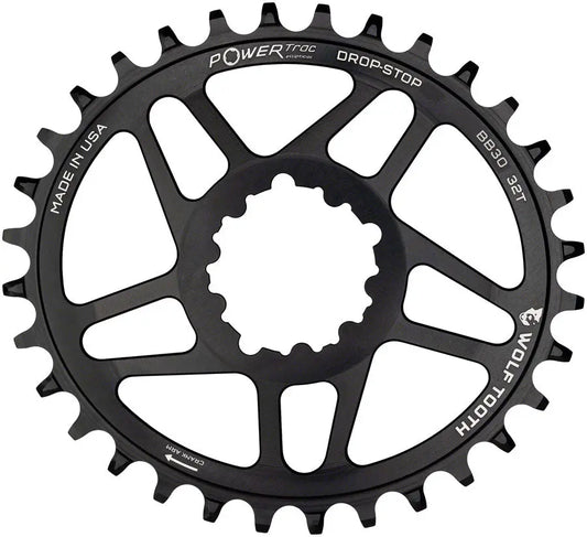 Wolf Tooth Elliptical Direct Mount Chainring - 32T Sram Direct Mount Drop-Stop For Sram BB30 Short Spindle Cranksets 0mm Offset Black BIKEFACTORY Hawaii