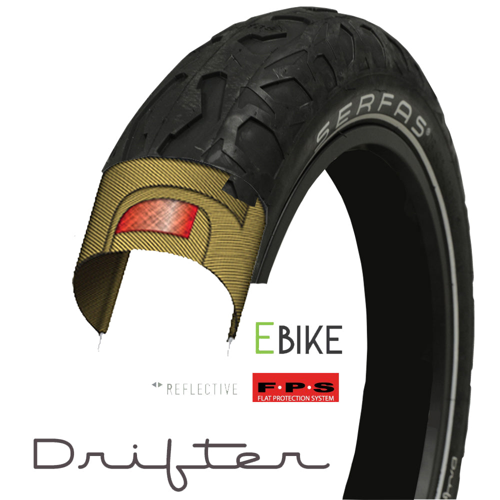Serfas E-Drifter E-Bike Tire w/ Reflective Sidewall: 20 x 4.25 (E-CTR)
