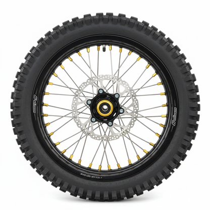 Warp 9 E RIDE Pro-SS Front & Rear Wheel 16" Black Rim, Gold nipples & hubs Complete w/ Titanium and Tire