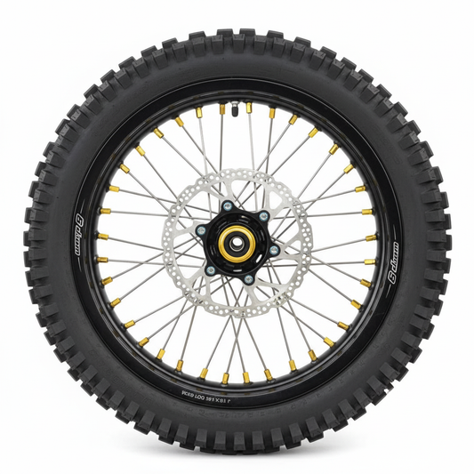 Warp 9 E RIDE Pro-SS Front & Rear Wheel 16" Black Rim, Gold nipples & hubs Complete w/ Titanium and Tire