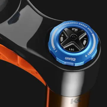 FOX 40 Factory Suspension Fork - 27.5", 203 mm, 20 x 110 mm, 48 mm Offset, Shiny Orange, Grip 2 Ride Fox