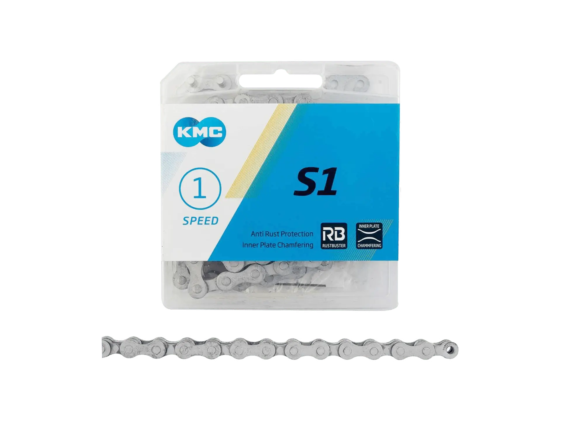 KMC S1 RB Rustbuster Chain 1/2" x 1/8", 112 Links, Silver KMC Chain