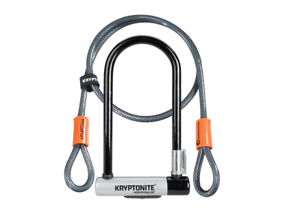Kryptonite New-U KryptoLok Standard U-Lock with 4' Flex Cable 12.7mm x 22.9cm (9") x 10.2cm (4") Black