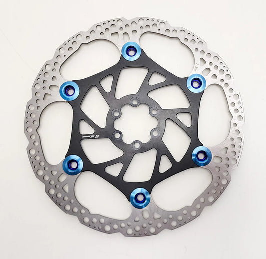 Warp 9 Surron/Talaria 220mm x 2.3mm w/ Blue Buttons Floating Rotor. Fits Warp 9 Front & Rear Hubs & OEM Front Only