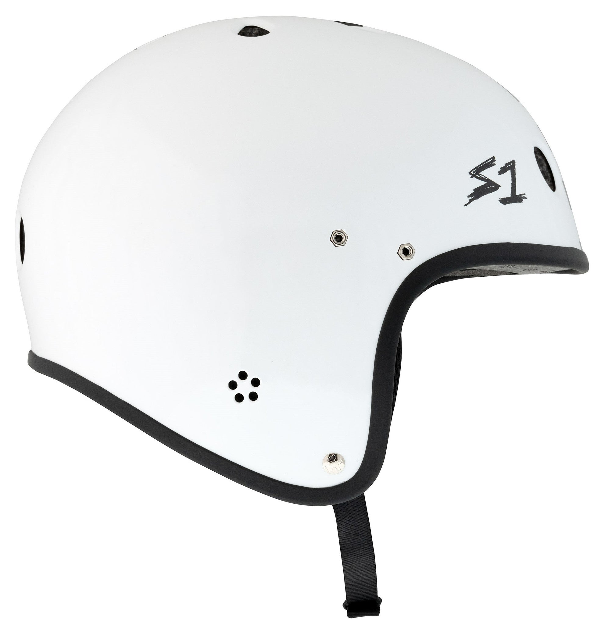 S1 Retro Lifer E-Helmet - White Gloss w/ Checkers