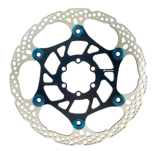 Warp 9 Surron / Segway 220mm x 2.3mm w/ Blue Buttons Floating Rotor. Fits Warp 9 Front and Rear Hubs and OEM Front Only @105 2-10c