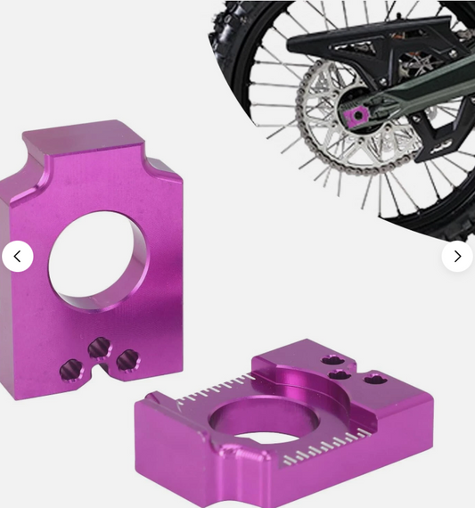 Titanium Lockdown Axle Block/Chain Tensioner for Surron/E-Moto - Purple