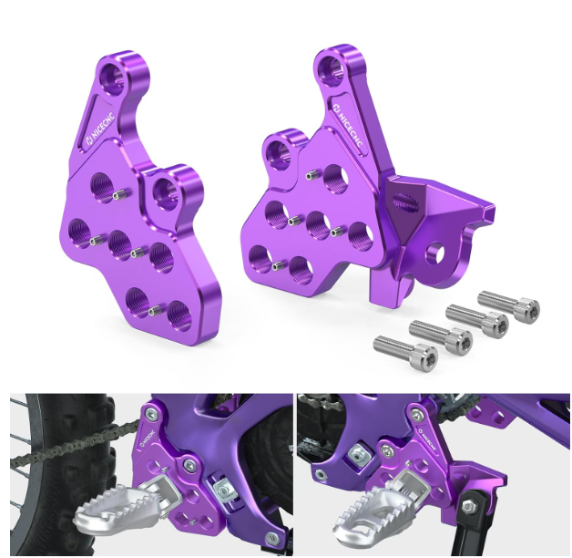 Custom Aluminum Footpeg Bracket for Surron/E-Ride Pro - Purple