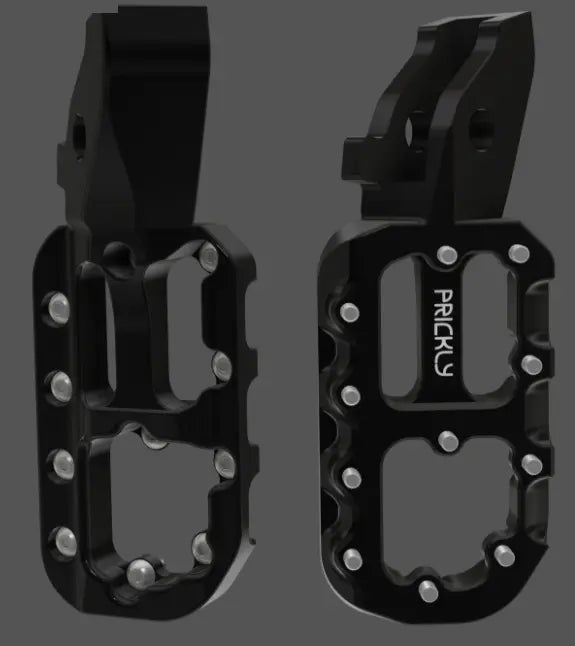 Prickly Motorsports Foot Pegs Black/Silver Pins Prickly Motorsports