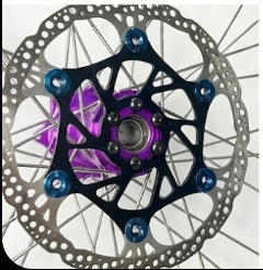 Warp 9 E Ride Pro Front & Rear 21" / 18" Wheel Set Silver Rim & Spokes, Purple Hub & Nipples W/ Titanium and Tire Complete Warp 9 Racing
